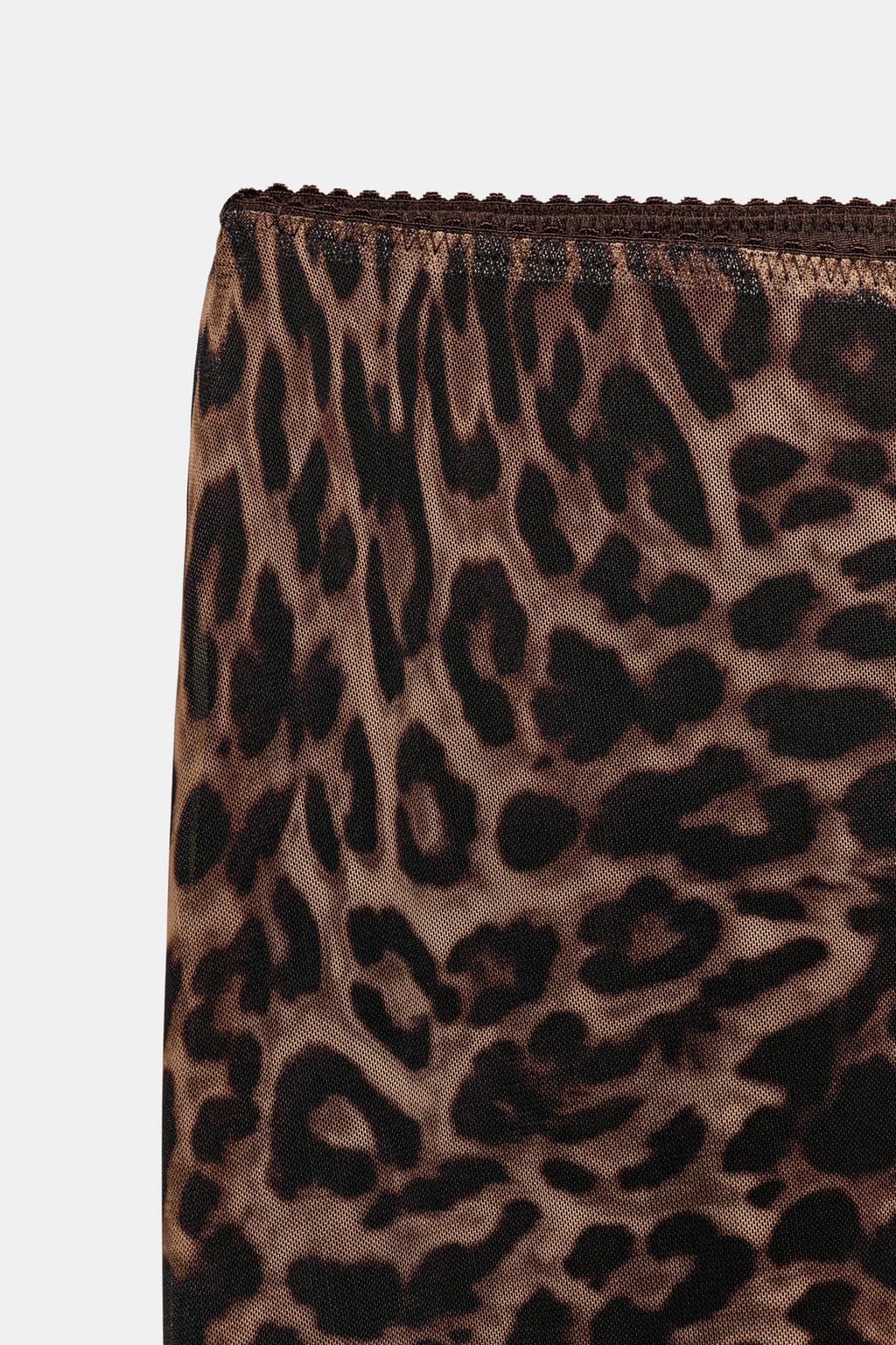 ЮБКА ИЗ ПОЛУПРОЗРАЧНОЙ ТКАНИ С АНИМАЛИСТИЧЕСКИМ ПРИНТОМ