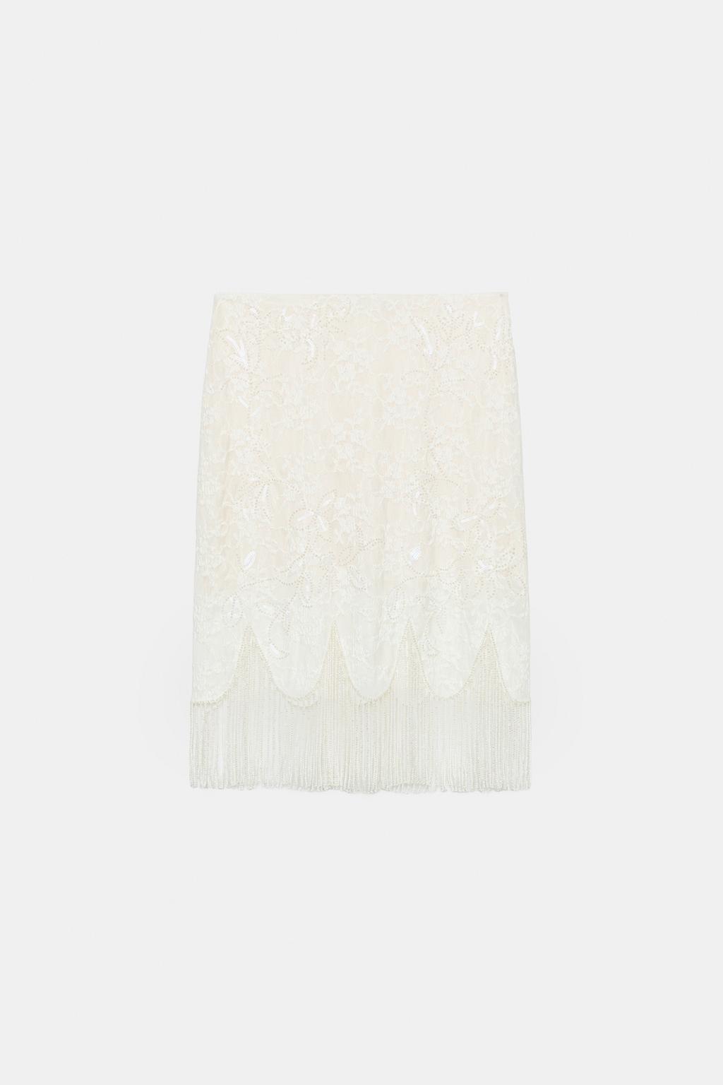 ЮБКА С КРУЖЕВОМ, БУСИНАМИ И БАХРОМОЙ