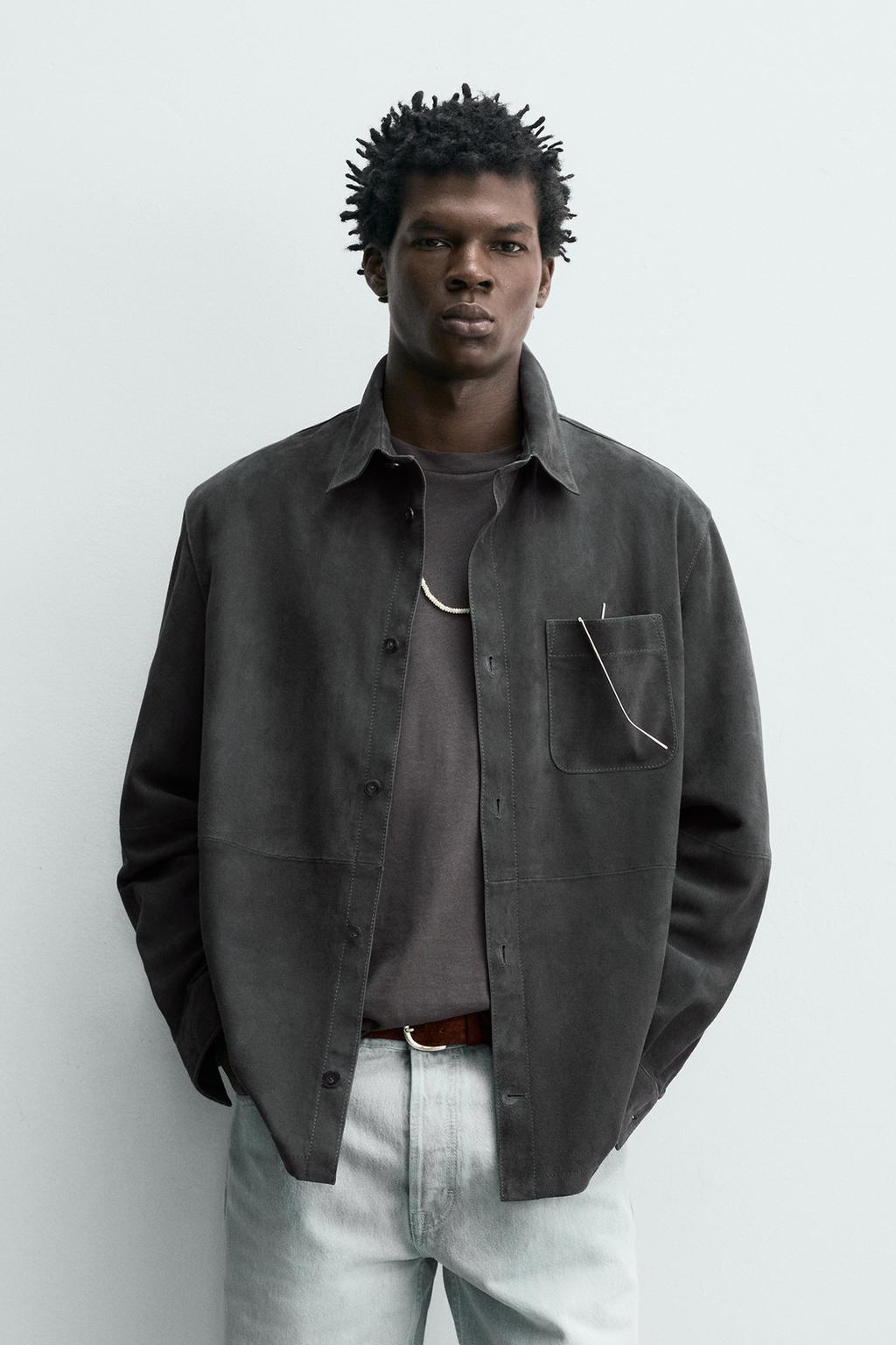 КУРТКА-РУБАШКА ИЗ ЗАМШИ КЛАССИЧЕСКОГО КРОЯ