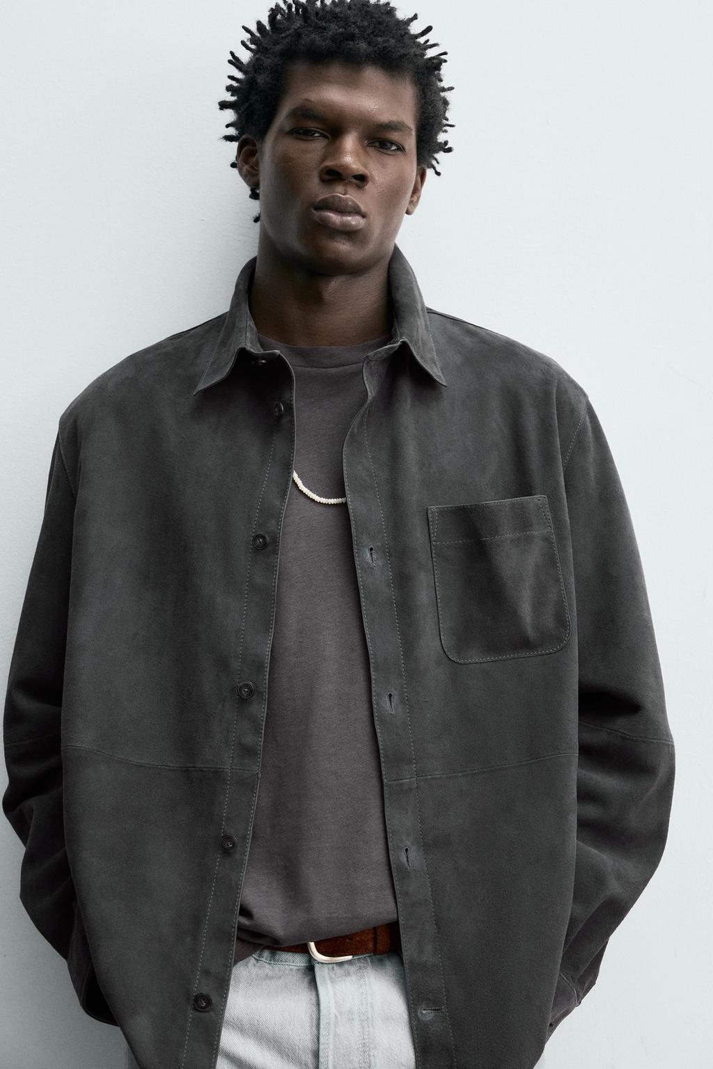 КУРТКА-РУБАШКА ИЗ ЗАМШИ КЛАССИЧЕСКОГО КРОЯ