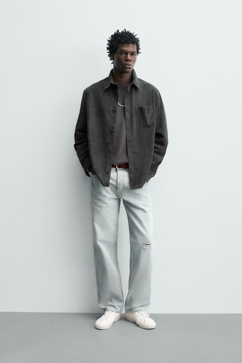 КУРТКА-РУБАШКА ИЗ ЗАМШИ КЛАССИЧЕСКОГО КРОЯ