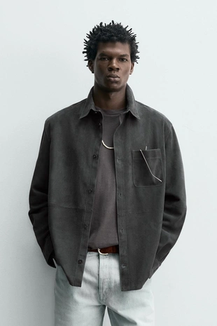 Куртка-рубашка из замши классического кроя- Заказать в России