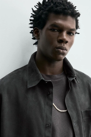 Куртка-рубашка из замши классического кроя- Заказать в России