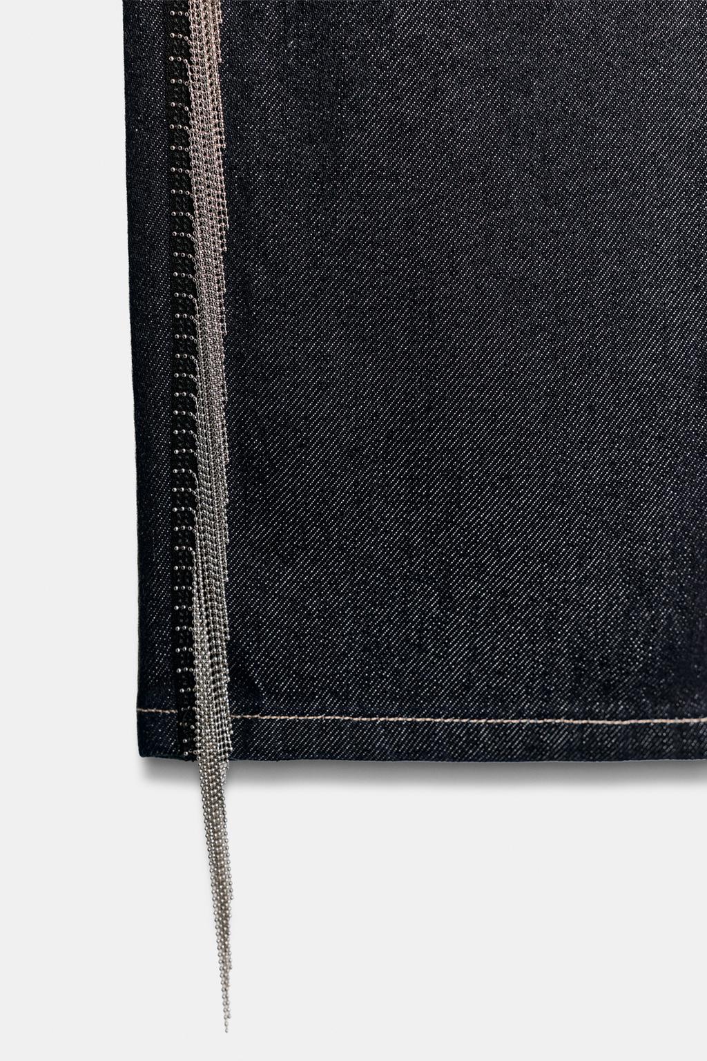 ДЖИНСЫ TRF STRAIGHT С НИЗКОЙ ПОСАДКОЙ И БАХРОМОЙ