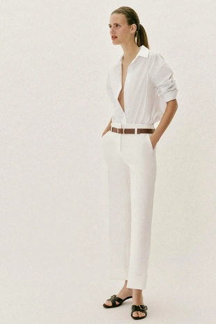 Брюки с отворотами и ремнем- Заказать в России