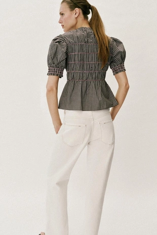 Рубашка в клетку со структурой «соты»- Заказать в России