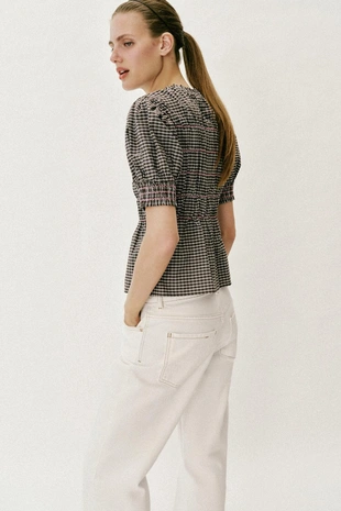 Рубашка в клетку со структурой «соты»- Заказать в России