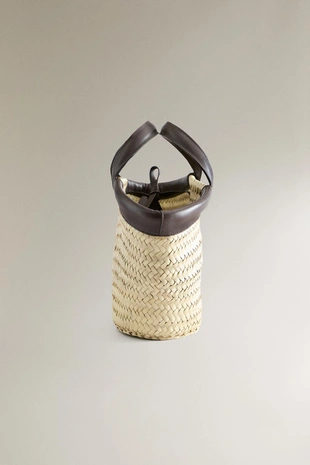 Мини сумка-тоут с деталями из кожи- Заказать в России