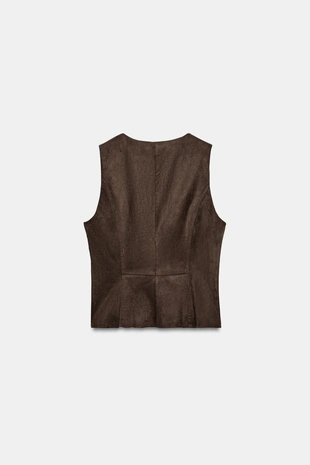 Жилет из искусственной замши на пуговицах- Заказать в России