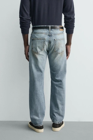 Джинсы Regular Fit винтаж с разрезами- Заказать в России