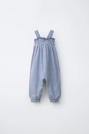 Длинный комбинезон в полоску с жаткой- Заказать в России