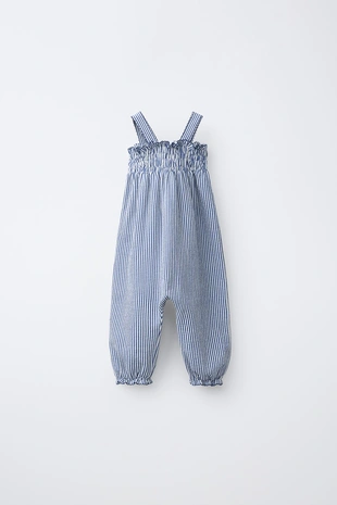 Длинный комбинезон в полоску с жаткой- Заказать в России