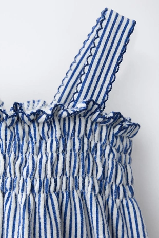 Длинный комбинезон в полоску с жаткой- Заказать в России