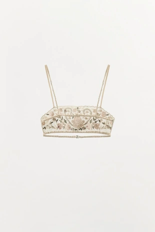 Бюстгальтер из тюля с вышивкой и бусинами- Заказать в России