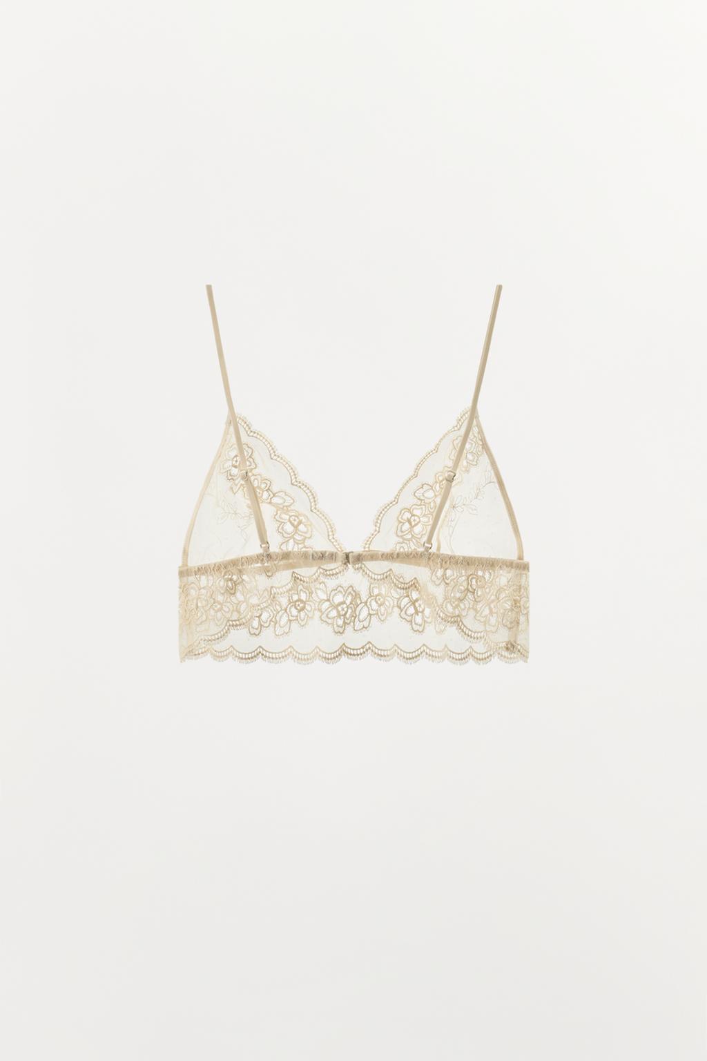 БЮСТГАЛЬТЕР ИЗ СЕТЧАТОЙ ТКАНИ С ТРЕУГОЛЬНЫМИ ЧАШКАМИ И КРУЖЕВОМ