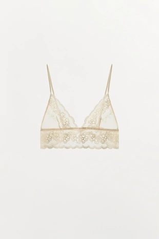Бюстгальтер из сетчатой ткани с треугольными чашками и кружевом- Заказать в России