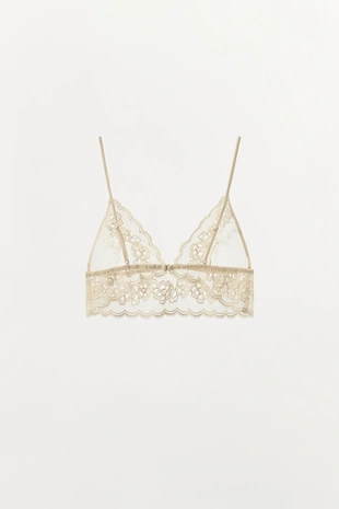 Бюстгальтер из сетчатой ткани с треугольными чашками и кружевом- Заказать в России