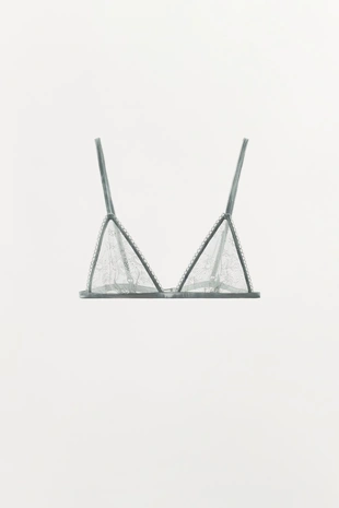 Треугольный бюстгальтер из сетки с кружевом- Заказать в России