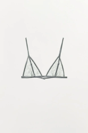 Треугольный бюстгальтер из сетки с кружевом- Заказать в России