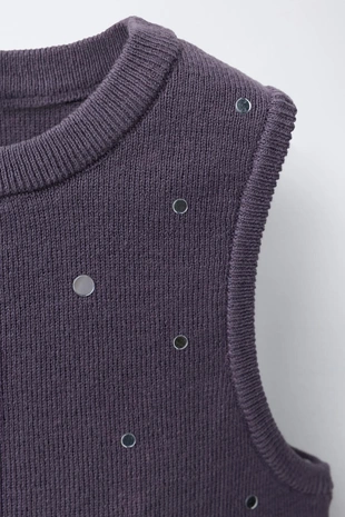 Трикотажный топ с зеркальными аппликациями- Заказать в России