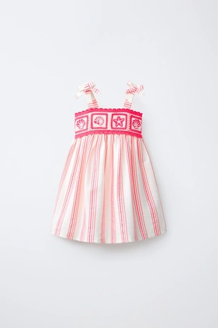 Платье в полоску с вышивкой- Заказать в России