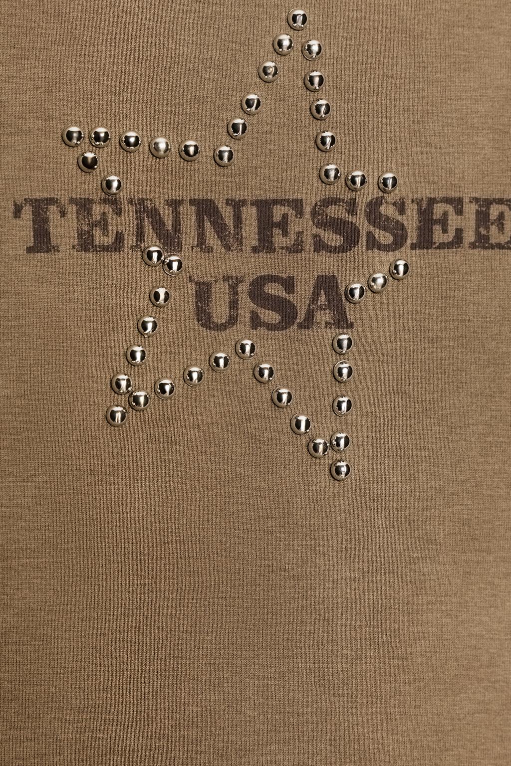 ФУТБОЛКА С НАДПИСЬЮ И ЗАКЛЕПКАМИ