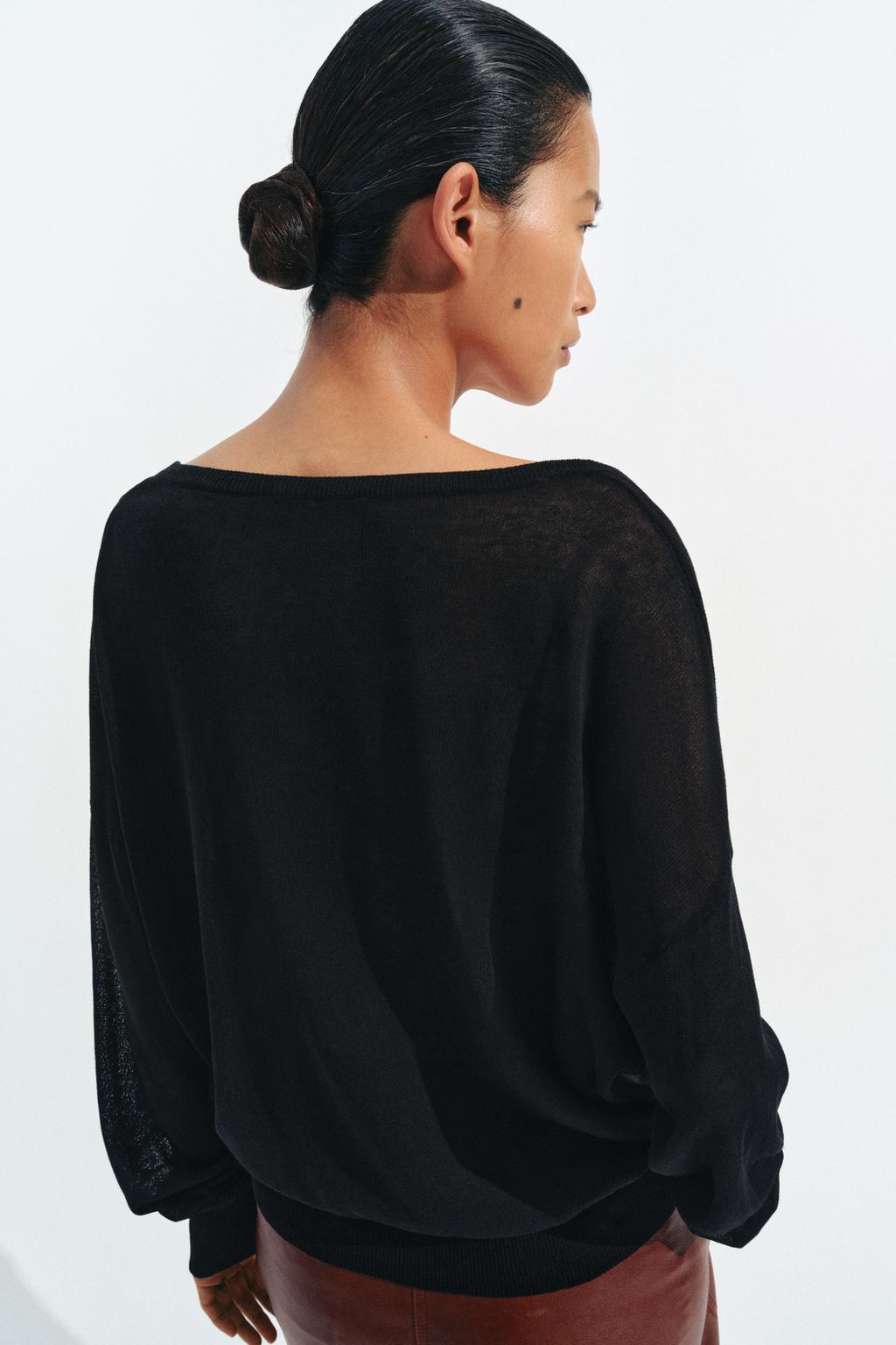 ДЖЕМПЕР ТОНКОЙ ВЯЗКИ С V-ОБРАЗНЫМ ВЫРЕЗОМ