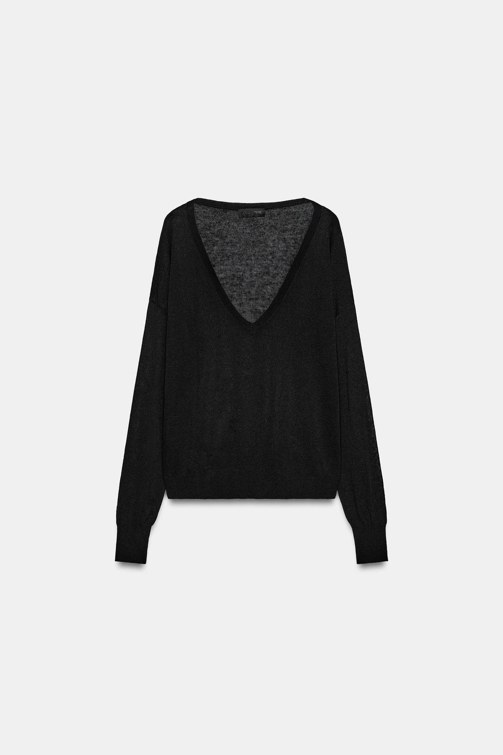 ДЖЕМПЕР ТОНКОЙ ВЯЗКИ С V-ОБРАЗНЫМ ВЫРЕЗОМ