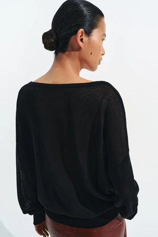 Джемпер тонкой вязки с V-образным вырезом- Заказать в России