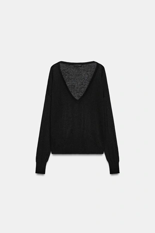 Джемпер тонкой вязки с V-образным вырезом- Заказать в России