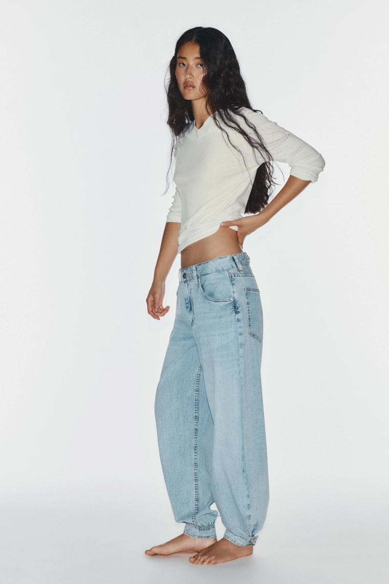 Джинсы средней посадки balloon fit trf