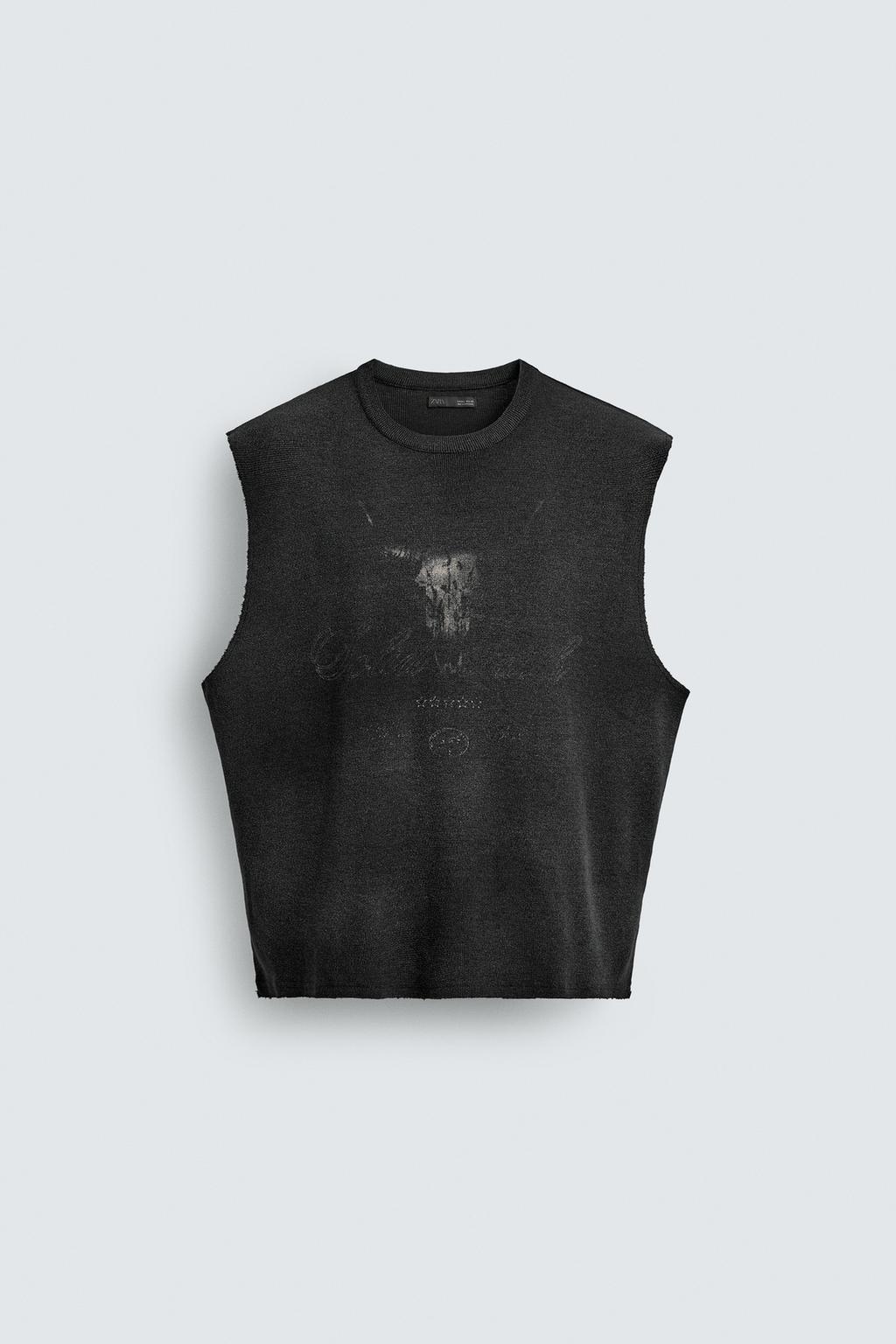 ТРИКОТАЖНЫЙ ТОП БЕЗ РУКАВОВ С ПРИНТОМ