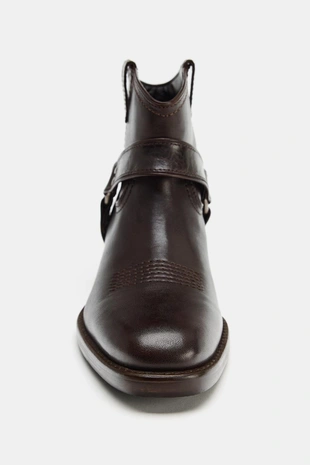 Кожаные ботильоны ковбойского стиля с кольцами- Заказать в России