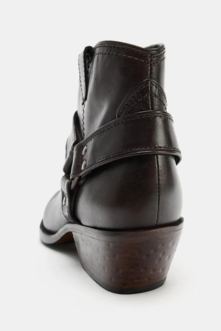 Кожаные ботильоны ковбойского стиля с кольцами- Заказать в России