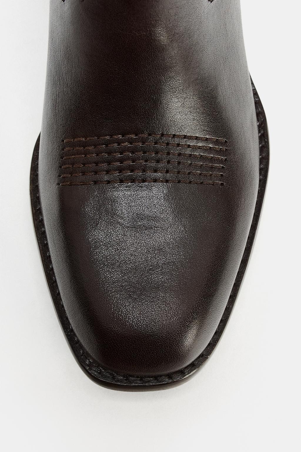 Кожаные ботильоны ковбойского стиля с кольцами