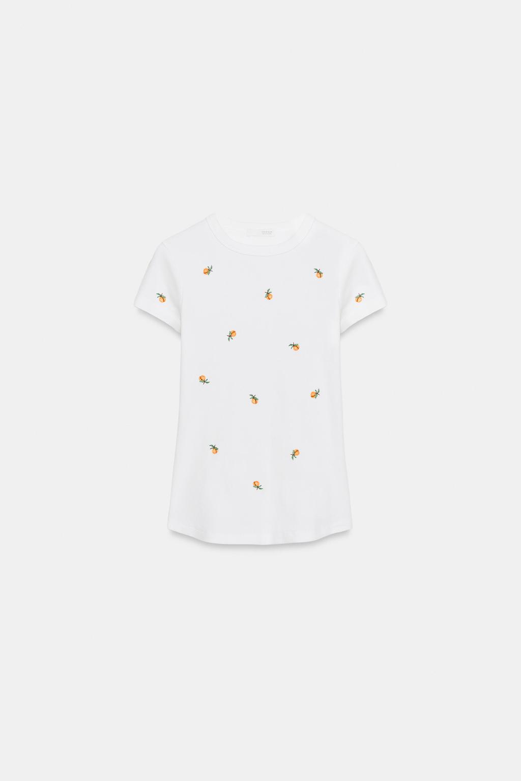 ФУТБОЛКА В РУБЧИК С КОРОТКИМ РУКАВОМ И ВЫШИВКОЙ