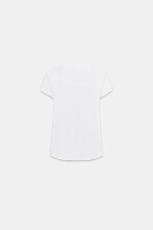 Футболка в рубчик с коротким рукавом и вышивкой- Заказать в России