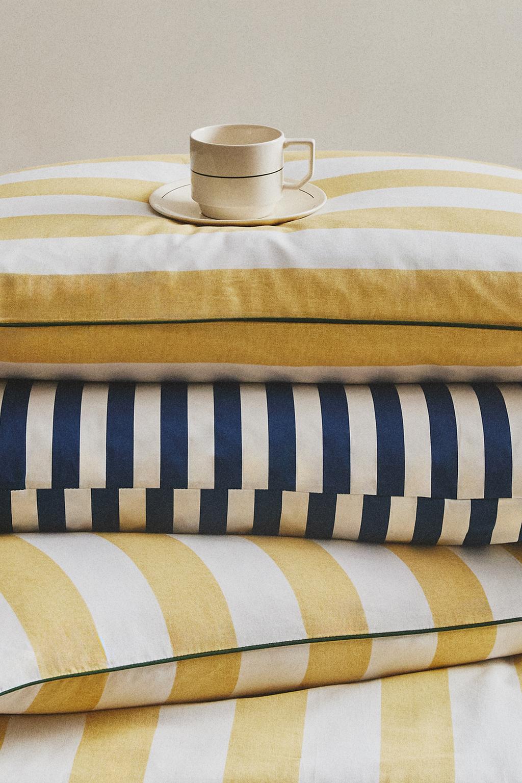 Пододеяльник из выцветшего хлопка в полоску