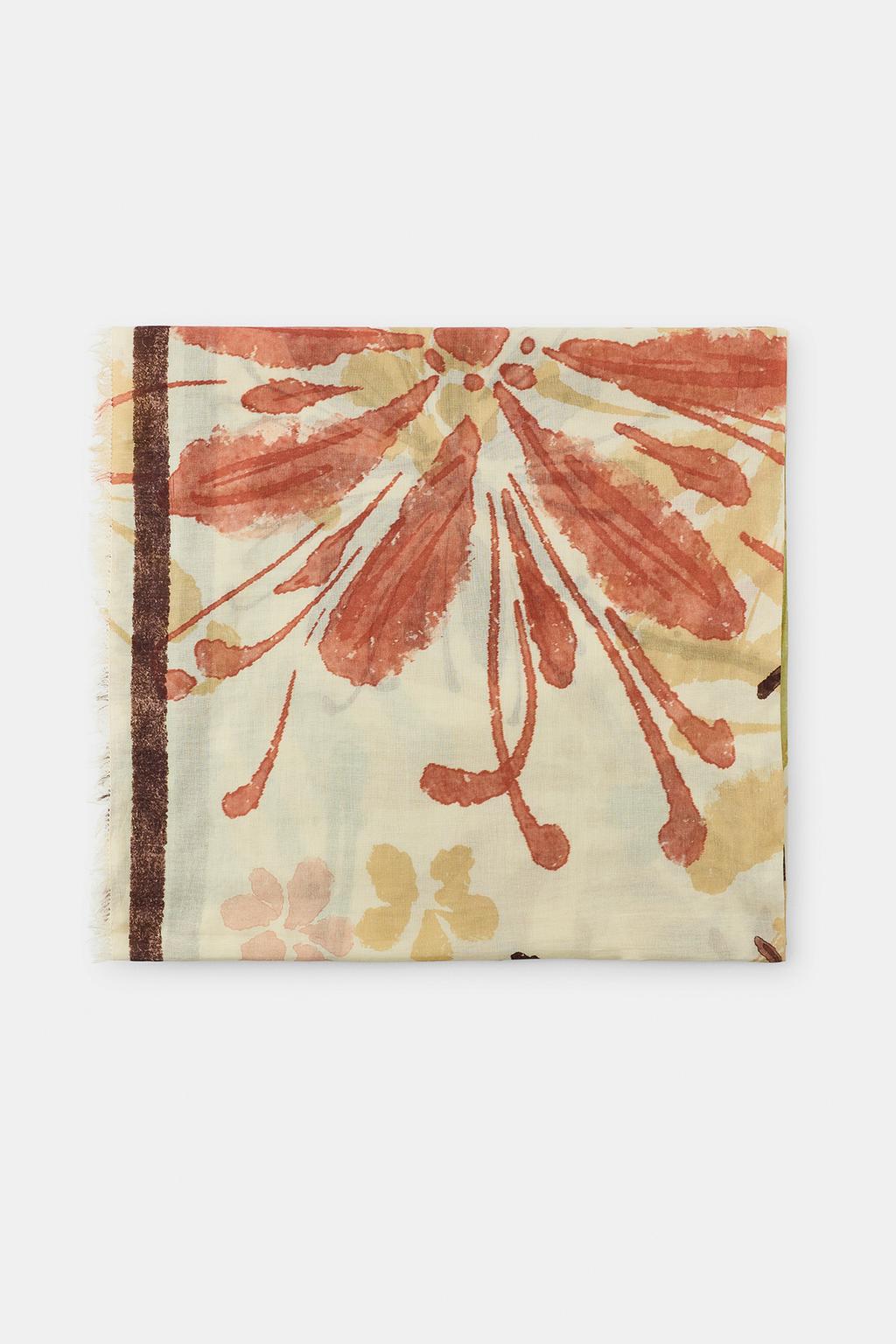 ПЛАТОК ИЗ 100% ХЛОПКА С ЦВЕТОЧНЫМ ПРИНТОМ