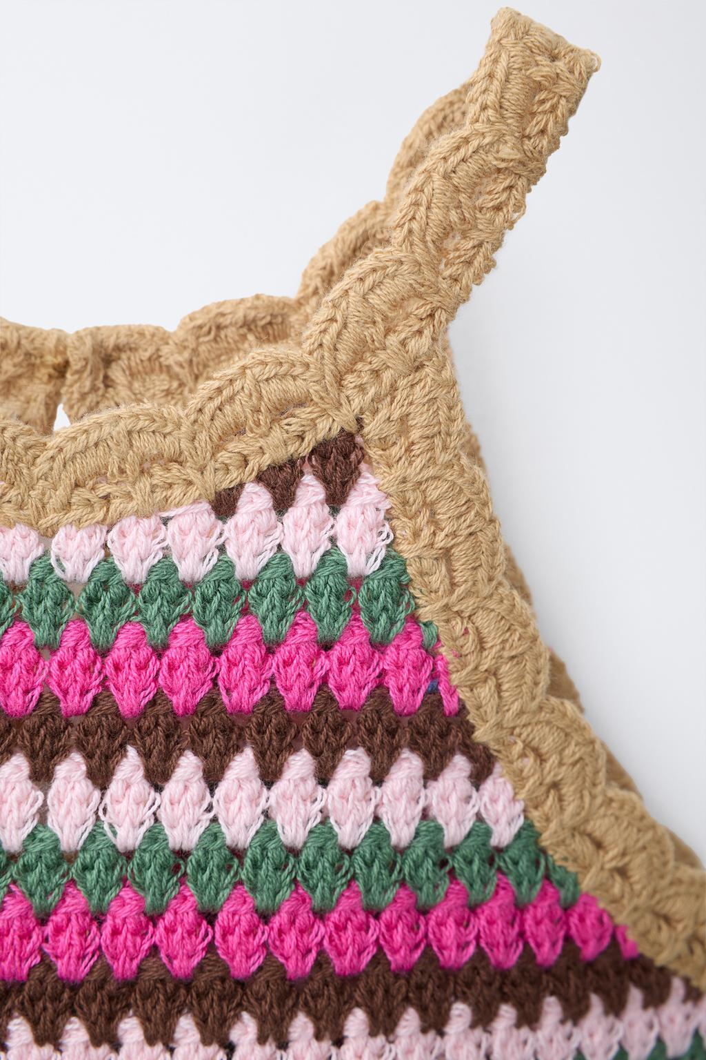 ВЯЗАНЫЙ ТОП КРОШЕ В ПОЛОСКУ