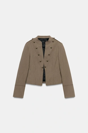 Укороченный блейзер с пуговицами- Заказать в России