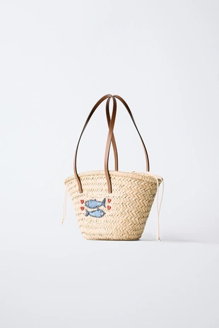 Сумка-шопер из рафии с рыбками- Заказать в России