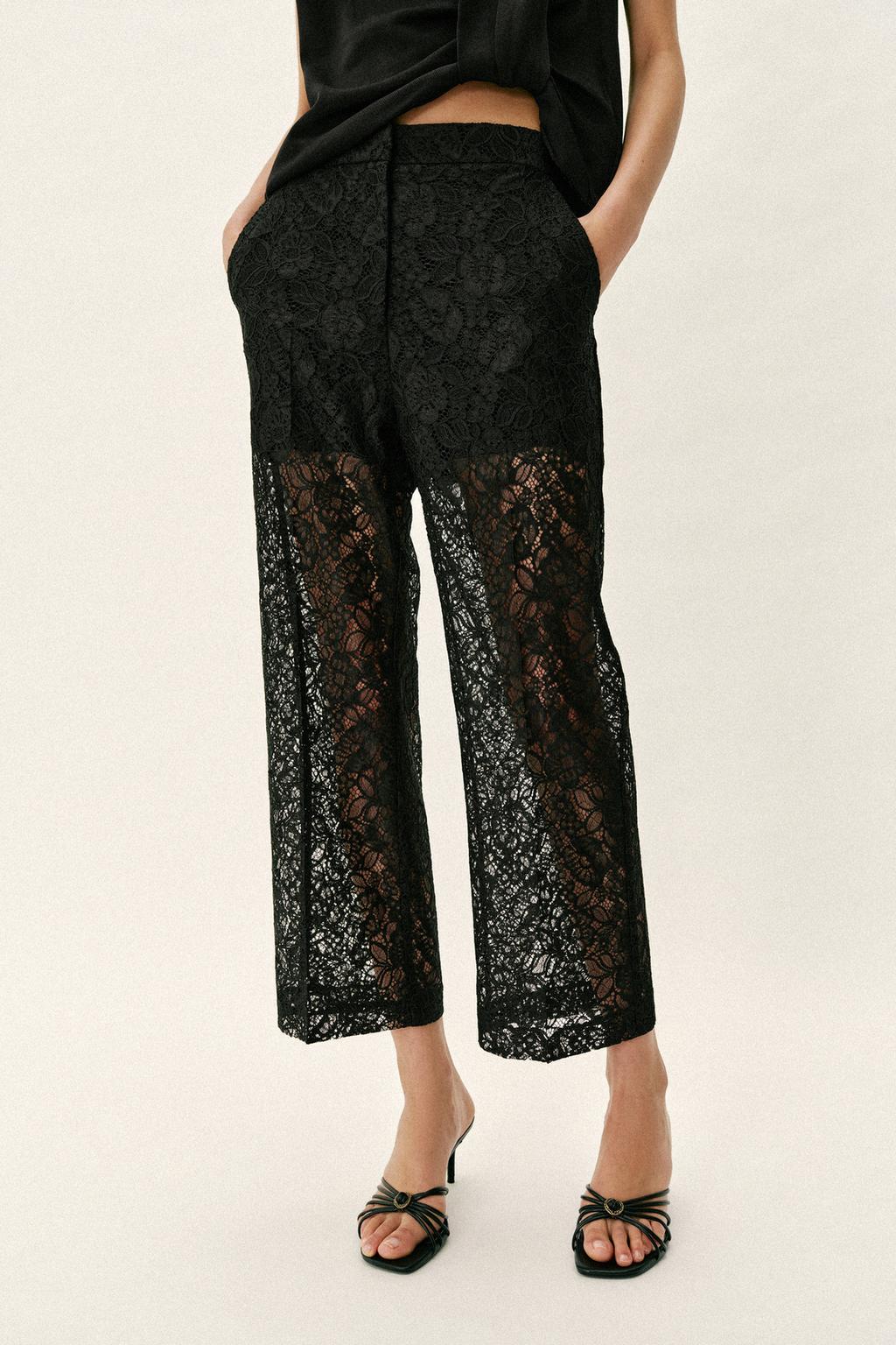 БРЮКИ ПРЯМОГО КРОЯ С КРУЖЕВОМ