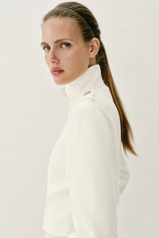 Ecru | 2749/115/712 - Zara Двубортный жакет с золотыми пуговицами