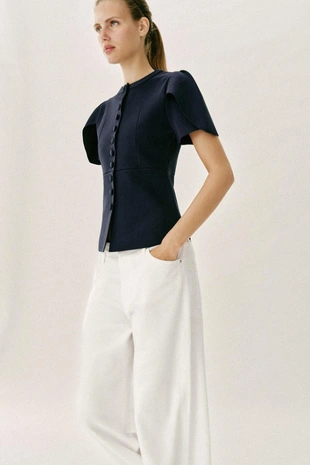 Кардиган с объемными рукавами и разрезами- Заказать в России