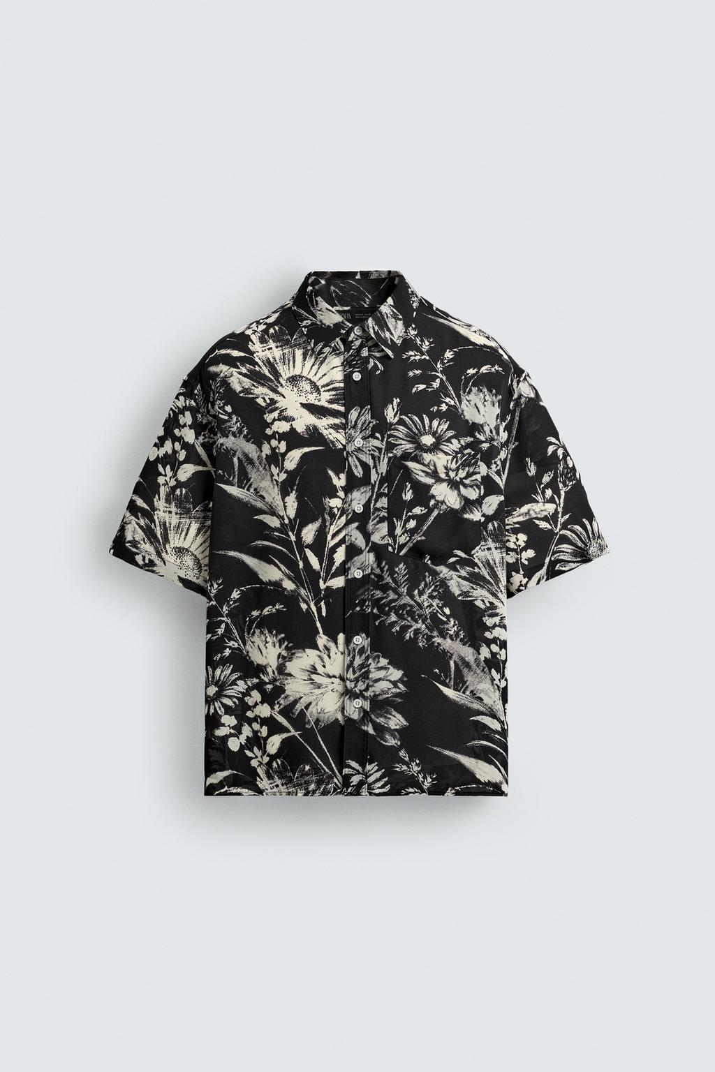 РУБАШКА СВОБОДНОГО КРОЯ С ЦВЕТОЧНЫМ ПРИНТОМ