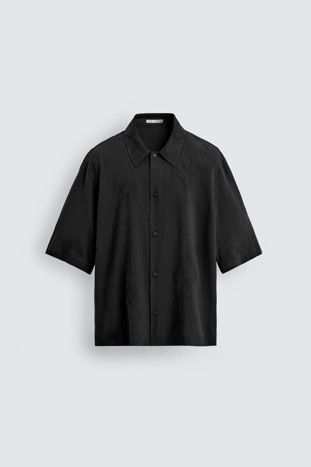 РУБАШКА С ГЕОМЕТРИЧЕСКОЙ ВЫШИВКОЙ