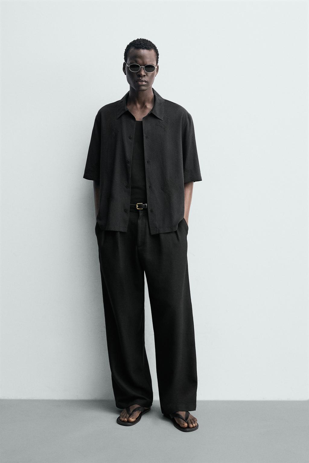 РУБАШКА С ГЕОМЕТРИЧЕСКОЙ ВЫШИВКОЙ