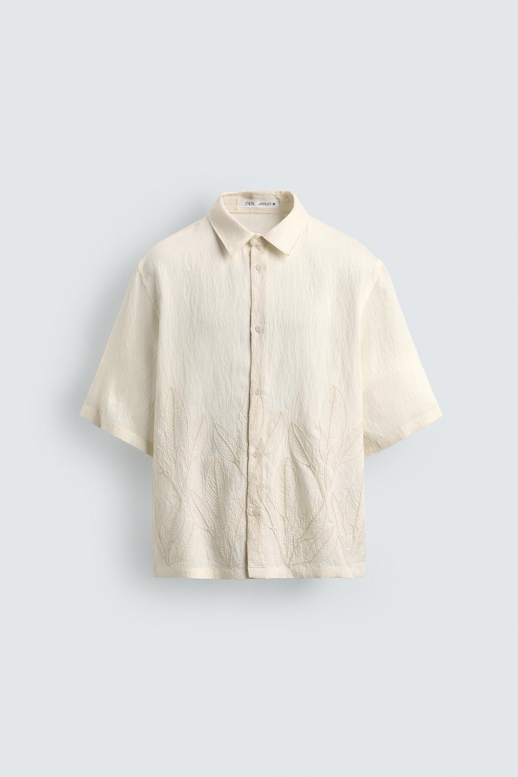 РУБАШКА С ЦВЕТОЧНОЙ ВЫШИВКОЙ