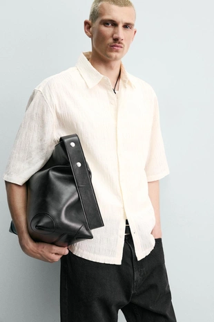 Рубашка Relaxed Fit из жатой ткани- Заказать в России